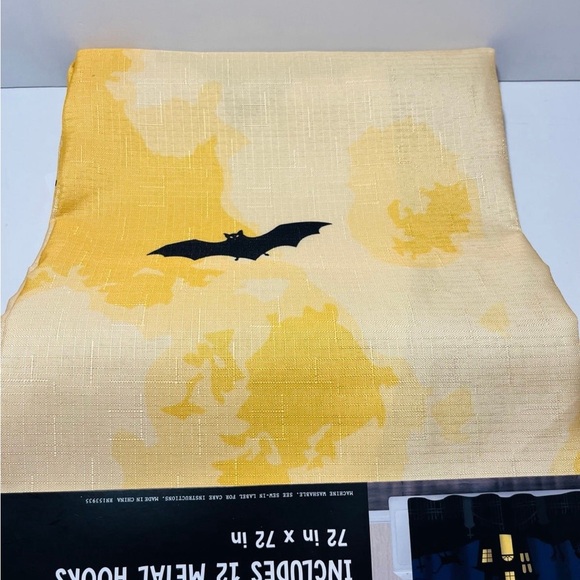 Happy Halloween Haunted House Bats Shower Curtain Includes 12 Metal Hooks - Picture 5 of 10